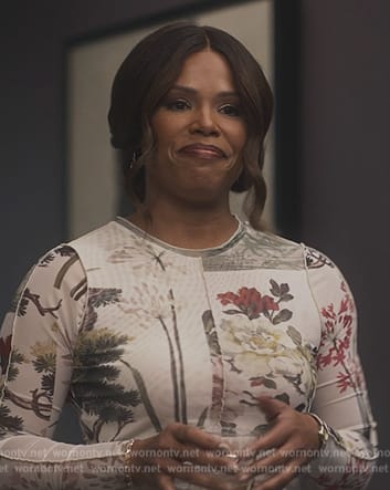 Erika’s white floral mesh top on Bel-Air