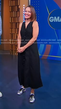 Eva’s black button front sleeveless dress on Good Morning America
