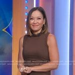Eva’s brown sleeveless fitted dress on Good Morning America