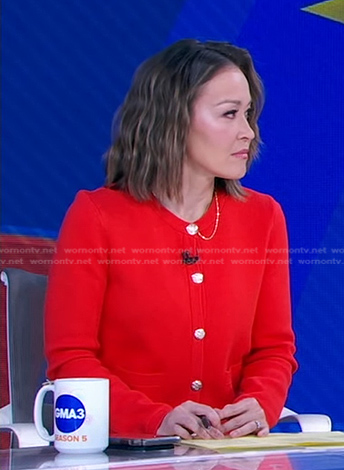 Eva’s red cardigan on Good Morning America