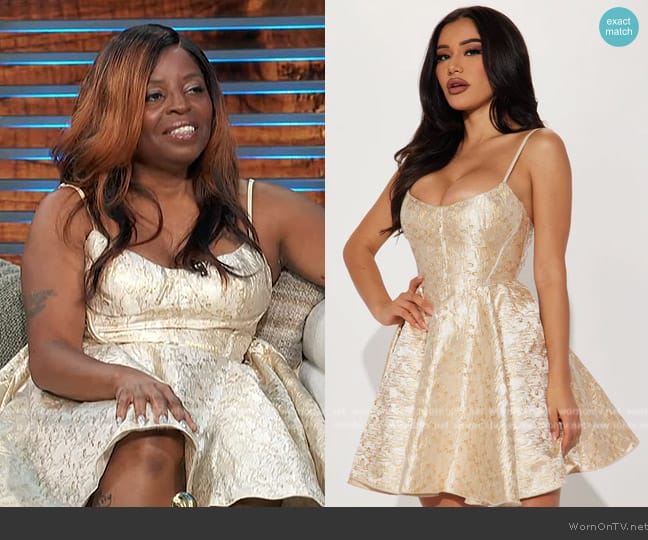 Bambi Mini Dressby Fashion Nova worn by Icelene Jones on Access Hollywood
