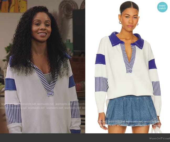 Free People x We The Free Clean Prep Polo worn by Simone (Geffri Hightower) on All American Homecoming
