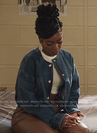 Gabby’s cropped denim jacket on All American Homecoming