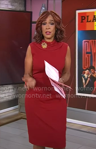 Gayle’s red high neck dress on CBS This Morning