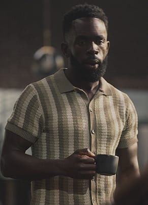 Geoffrey’s green stripe knit shirt on Bel-Air