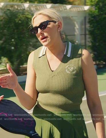 Gina’s green knit top and mini skirt on The Real Housewives of Orange County
