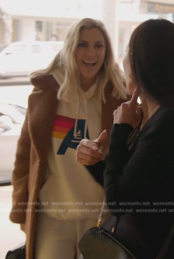Gina’s white graphic hoodie on The Real Housewives of Orange County