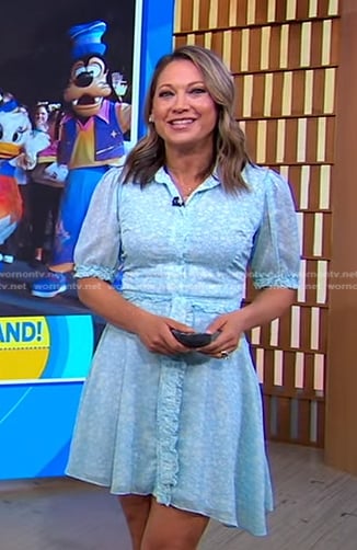 Ginger’s blue floral shirtdress on Good Morning America