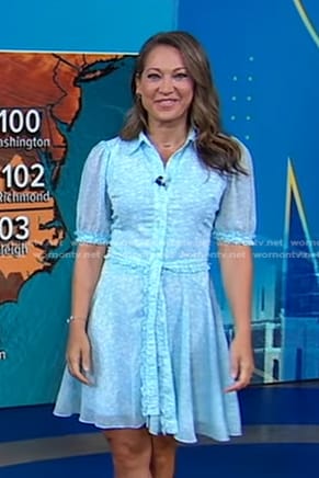 Ginger’s blue floral shirtdress on Good Morning America