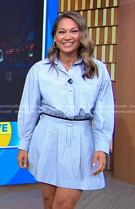 Ginger’s blue striped mini shirtdress on Good Morning America