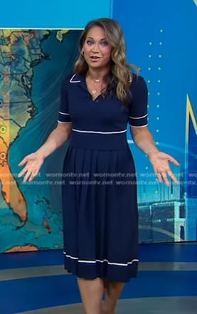 Ginger’s navy contrast trim polo dress on Good Morning America