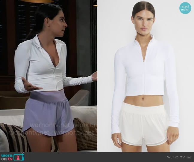 Golden BUTTER Limit Zip Longsleeve in White worn by Molly Lansing-Davis (Kristen Vaganos) on General Hospital