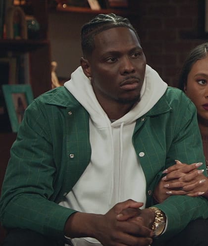 Cam’s green check print jacket on All American Homecoming