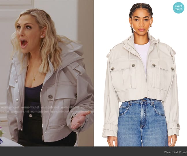 Grlfrnd Cropped Utility Jacket worn by Gina Kirschenheiter on The Real Housewives of Orange County