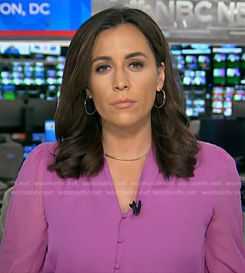 Hallie Jackson’s pink v-neck blouse on Today