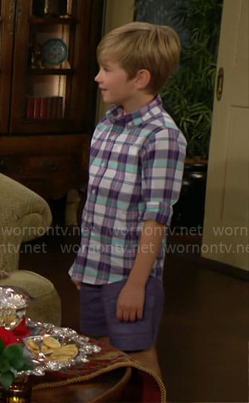 Harrison’s plaid button down shirt on The Young and the Restless