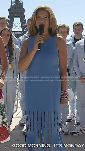 Hoda’s blue cutout sleeveless dress on Today