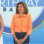 Hoda’s orange jacket and seamed flare jeans on Today