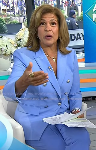 Hoda’s blue double breasted blazer and cropped pants on Today