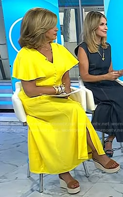 Hoda’s brown suede wedge sandals on Today