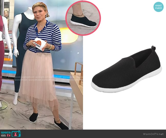 Isotoner Zenz Slip-On Slippers in Black worn by Jill Martin on Today