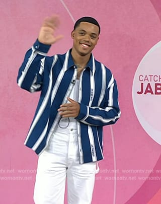 Jabari Banks’ blue stripe shirt by Today