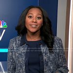 Kay Angrum’s blue tweed jacket and skirt on NBC News Daily