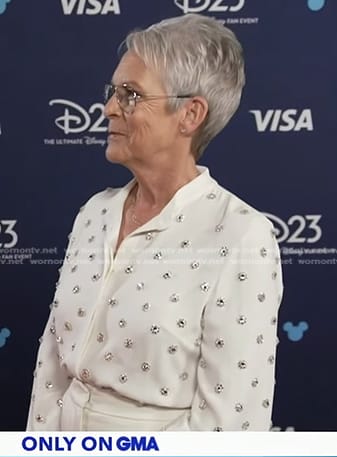 Jamie Lee Curtis’s white embellished blouse on Good Morning America