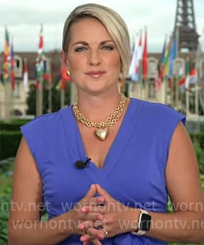 Jamie Yuccas’s purple wrap dress on CBS Mornings