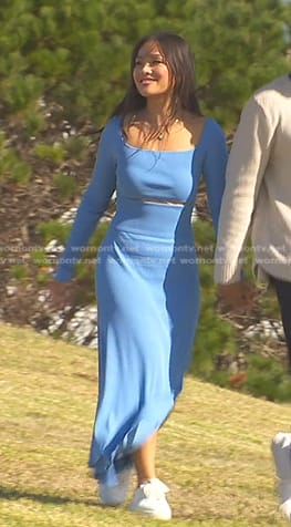 Jenn Tran’s blue cutout dress on The Bachelorette