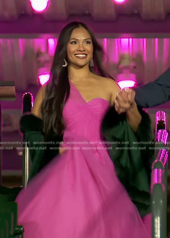 Jenn Tran’s pink one-shoulder tulle gown on The Bachelorette