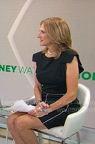 Jill Schlesinger’s black dress with folded sleeves on CBS Mornings
