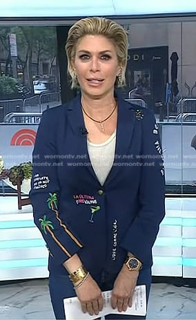Jill’s navy embroidered blazer on Today