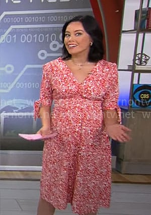 Jo Ling Kent’s red floral dress on CBS Mornings
