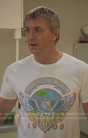 Johnny’s Van Halen graphic tee on Cobra Kai