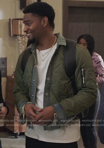 JR’s green satin denim trim jacket on All American Homecoming