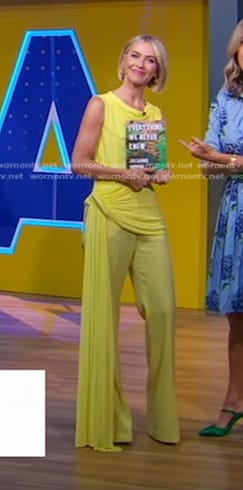 Julianne Hough’s yellow draped asymmetric top and pants on Good Morning America