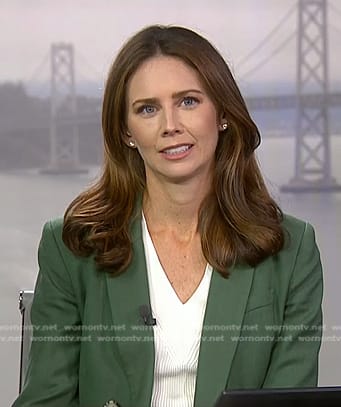 Kate Rooney’s green blazer on NBC News Daily