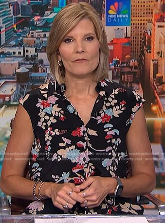Kate’s black floral button front dress on NBC News Daily