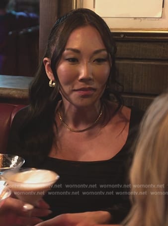 Katie’s black corset top on The Real Housewives of Orange County