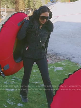 Katie’s black zip front jacket on The Real Housewives of Orange County