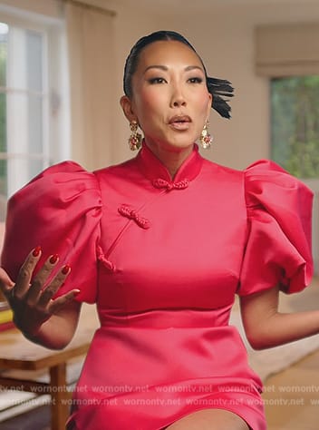 Katie’s pink puff sleeve confessional dress on The Real Housewives of Orange County