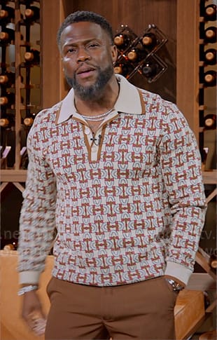 Kevin Hart’s printed polo sweater on Hart to Heart