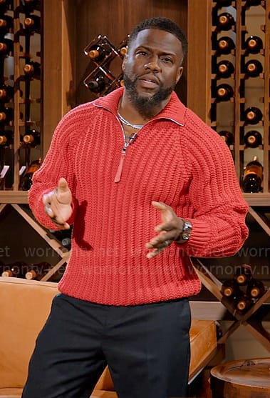 Kevin Hart’s red half-zip sweater on Hart to Heart