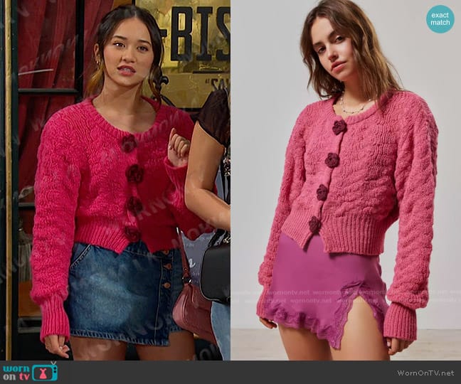 Kimchi Blue Blossom Cardigan worn by Sophia Choi (Madelyn Kientz) on Days of our Lives