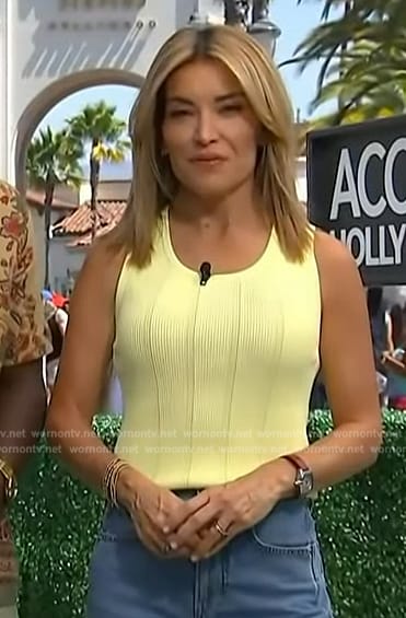 Kit’s yellow ribbed tank on Access Hollywood