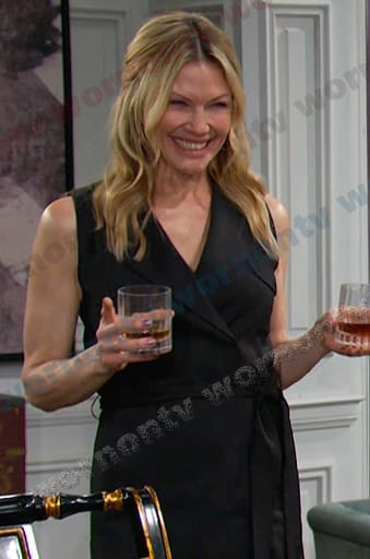 Kristen’s black sleeveless trench dress on Days of our Lives