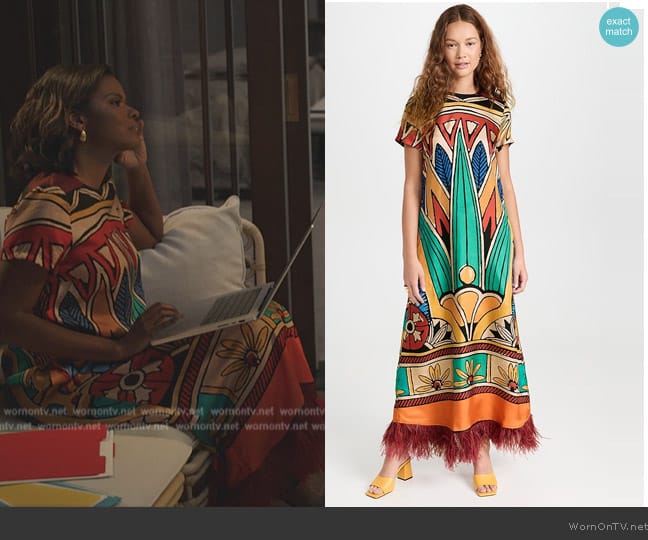 LA DoubleJ Swing Dress with Feathers worn by Vivian Banks (Cassandra Freeman) on Bel-Air