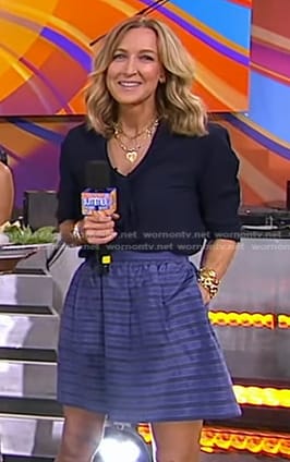 Lara’s blue striped mini skirt on Good Morning America