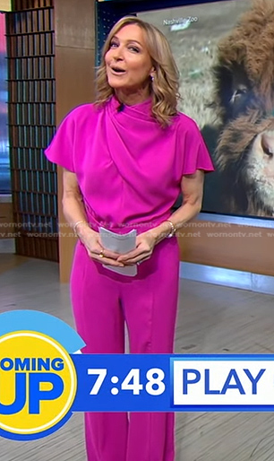 Lara’s pink short sleeve jumpsuit on Good Morning America